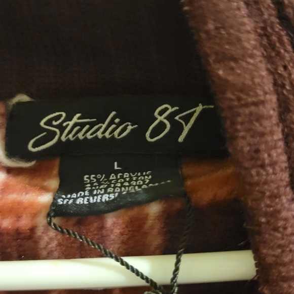 Studio Womens Maroon Zip-Up Sweater - Picture 3 of 3